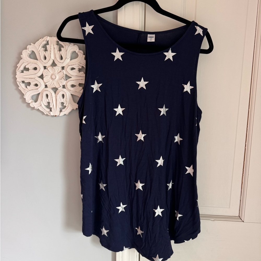 Old Navy Tank Patriotic Blue Stars Large Flowy